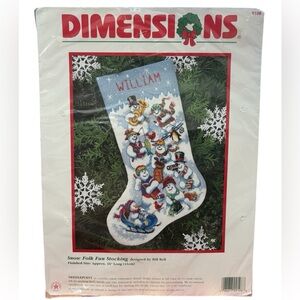 New Dimensions Snow Folk Fun Christmas Stocking Cross Stitch Kit 9108